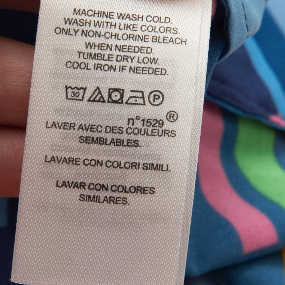 Ralph Lauren Crepe Shirt Abstract Print Blouse Colorful Polo Black Size Small - Picture 5 of 6